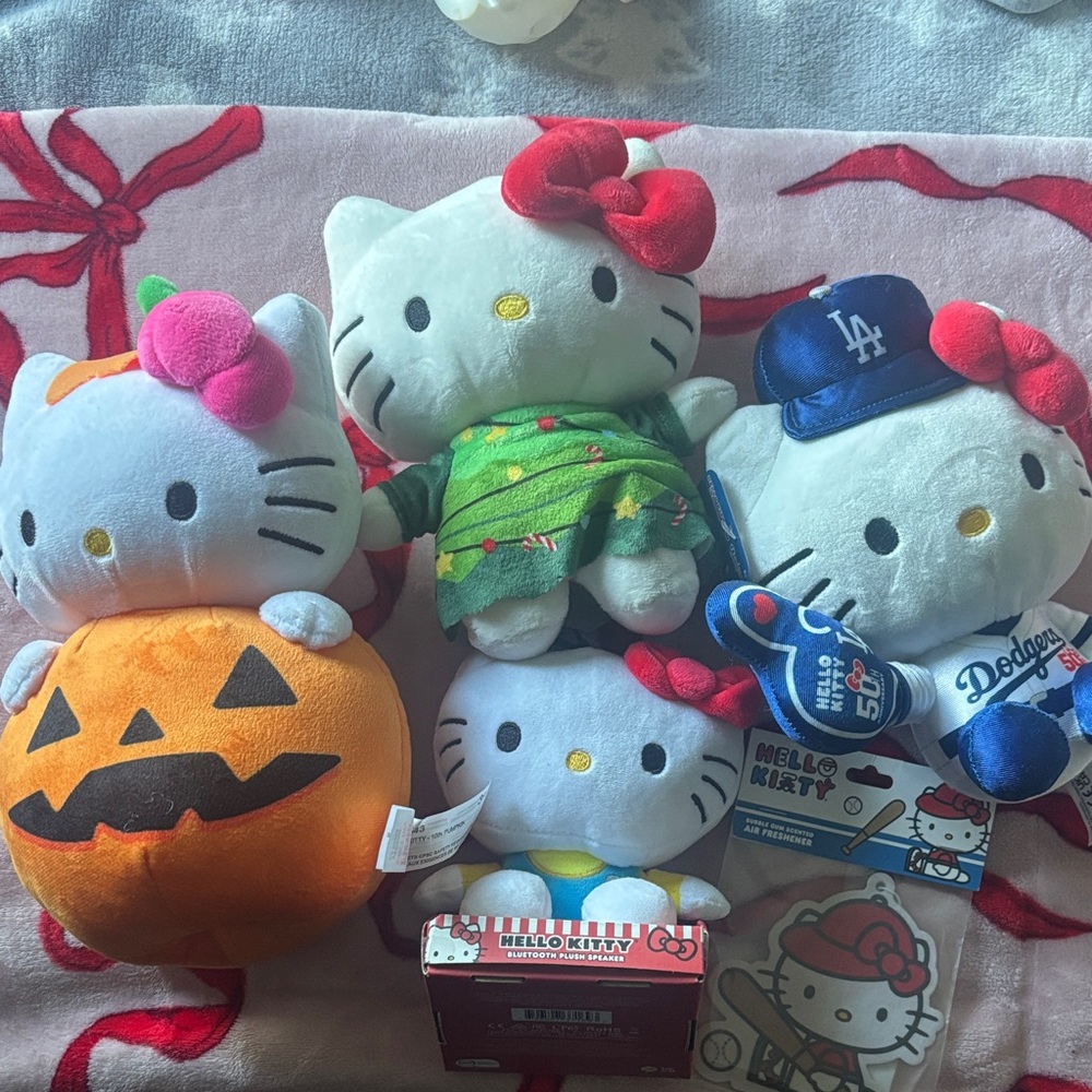 Sanrio Hello Kitty Plush Set - Red, Green, Blue, Orange